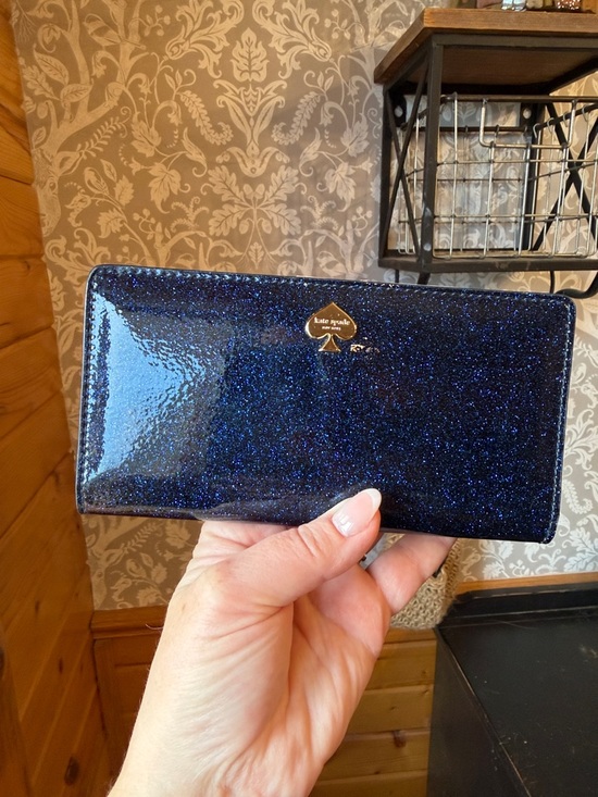 kate spade Handbags - Kate Spade Blue Glitter Stacy Bifold Wallet w/Care Card